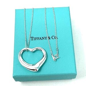 Authentic Tiffany & Co. Elsa Peretti XL Open Heart Necklace.